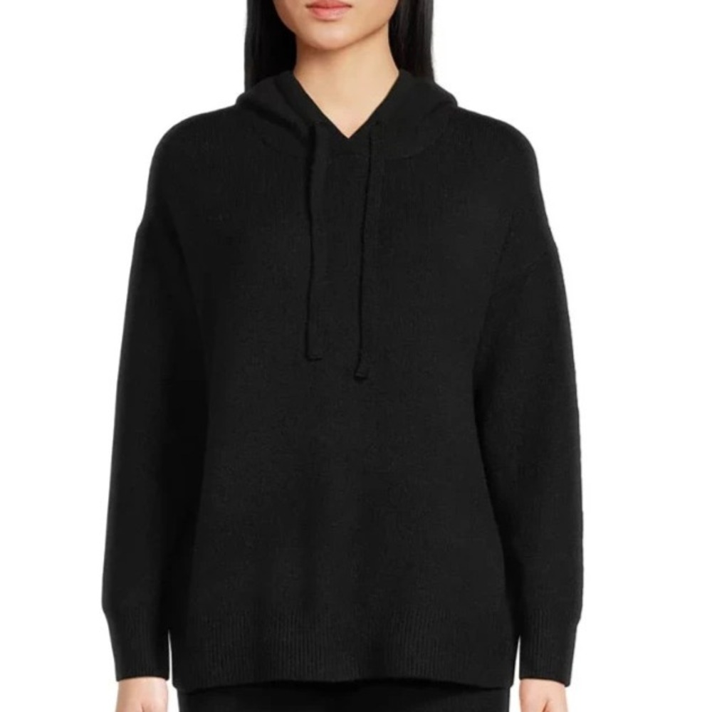 Time and Tru Womens Sweaters Size S Black Hoodie Long Sleeve Pullover Casual